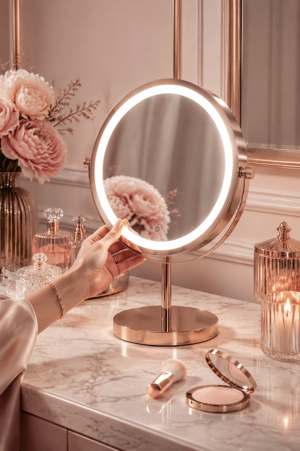 Adjusting an LED vanity mirror